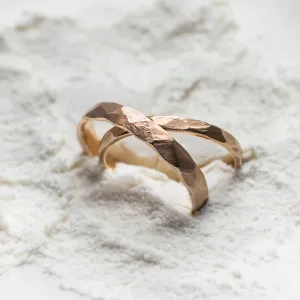 Matte gold wedding bands with hammered surface ETAIN Thumbnail