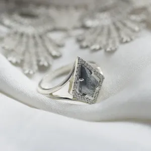Spectacular kite salt and pepper diamond ring in solid gold CATHAL Thumbnail