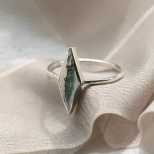 Gold ring with kite moss agate FINOLA Thumbnail