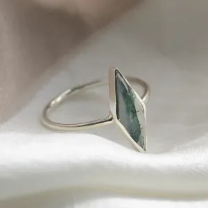 Gold ring with kite moss agate FINOLA Thumbnail