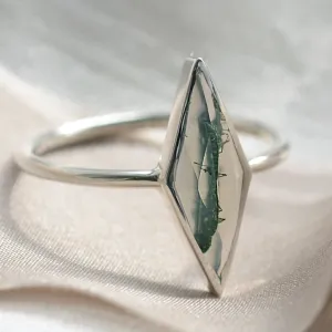 Gold ring with kite moss agate FINOLA Thumbnail