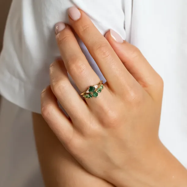 Eternity gold ring with moss agates OISIN Image