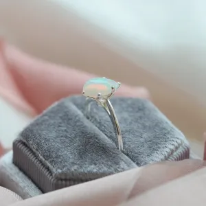 Pear white opal gold ring Eireann Thumbnail