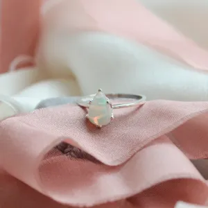 Pear white opal gold ring Eireann Thumbnail