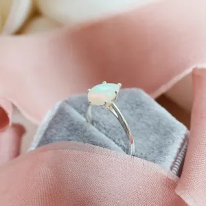 Pear white opal gold ring Eireann Thumbnail