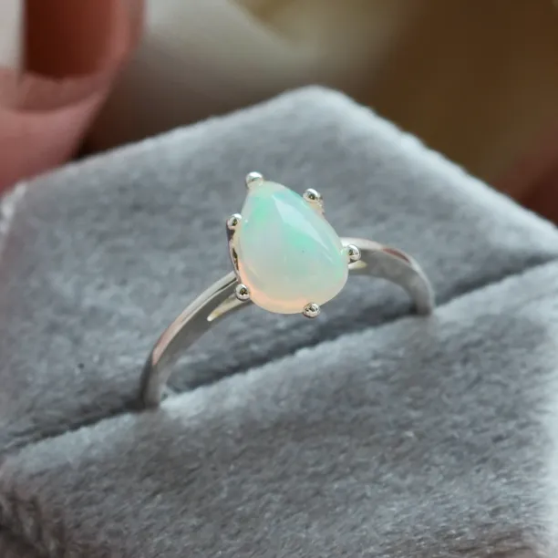 Pear white opal gold ring Eireann Image