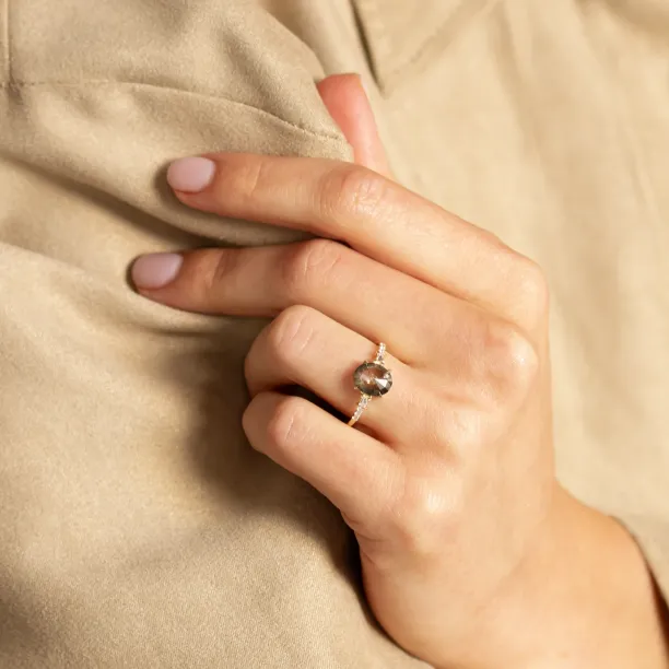 Fine salt and pepper diamond ring with side diamonds BRONAGH Image