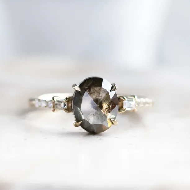 Fine salt and pepper diamond ring with side diamonds BRONAGH Image