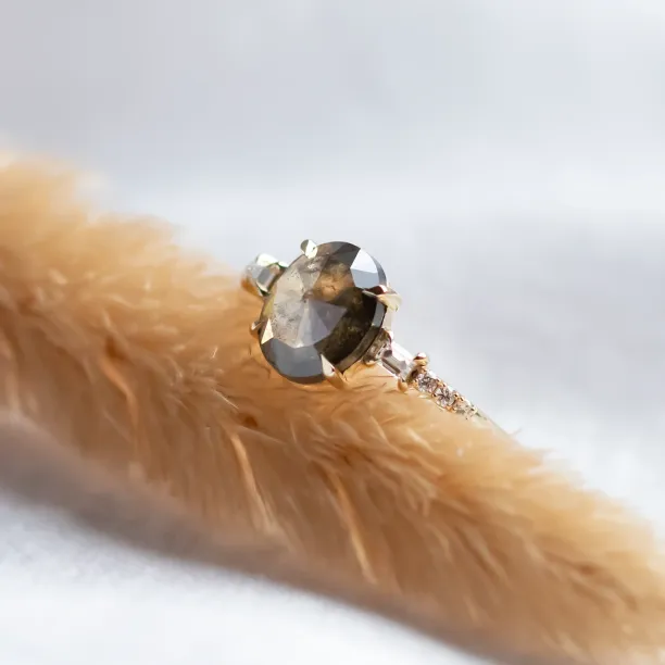 Fine salt and pepper diamond ring with side diamonds BRONAGH Image