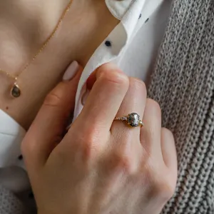 Fine salt and pepper diamond ring with side diamonds BRONAGH Thumbnail