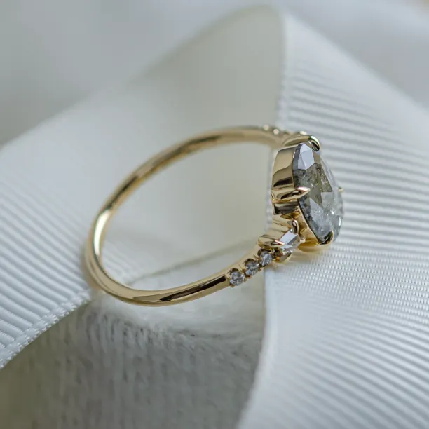 Fine salt and pepper diamond ring with side diamonds BRONAGH Image