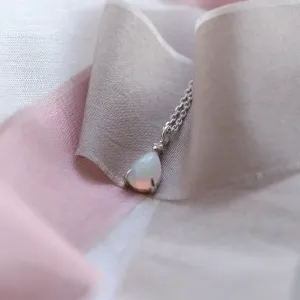 Gold white opal necklace with diamond IMOGEN Thumbnail