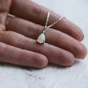 Gold white opal necklace with diamond IMOGEN Thumbnail