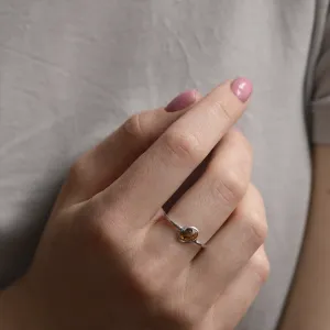 Gold bezel ring with salt and pepper diamond RIONA Thumbnail