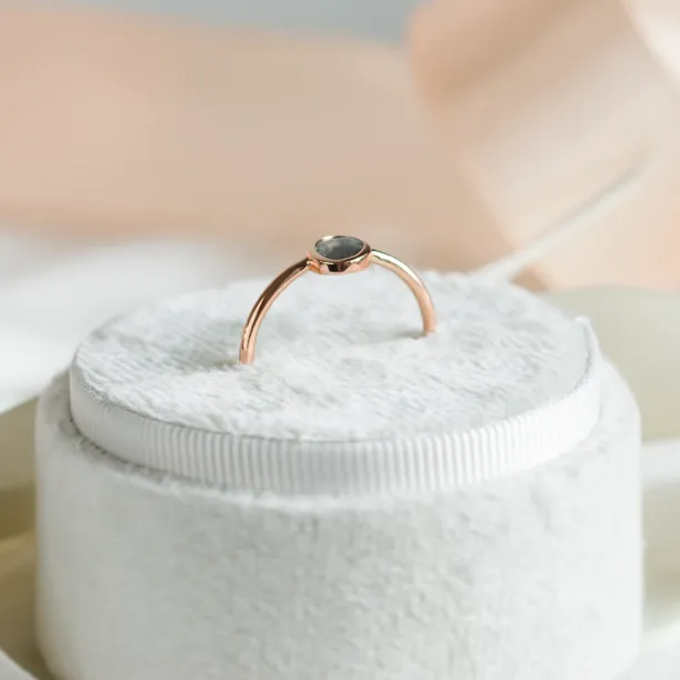 Gold bezel ring with salt and pepper diamond RIONA Image