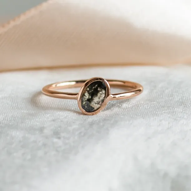 Gold bezel ring with salt and pepper diamond RIONA Image