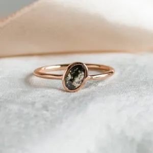 Gold bezel ring with salt and pepper diamond RIONA Thumbnail