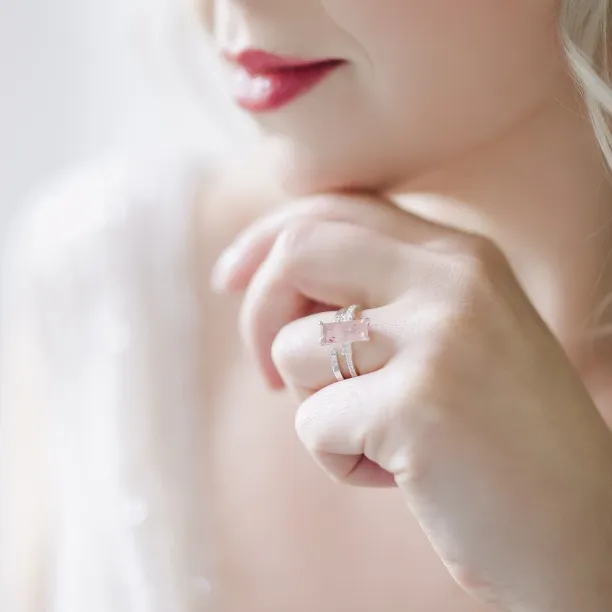 Gold ring with strawberry quartz and diamonds SWEETIE Image