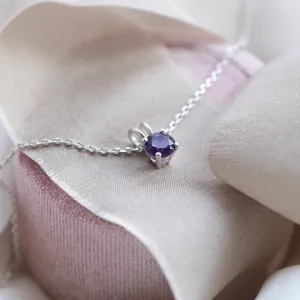 Gold necklace with purple amethyst SHANNON Thumbnail