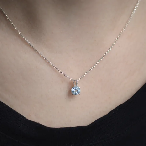 Minimalist gold necklace with aquamarine SINEAD Image