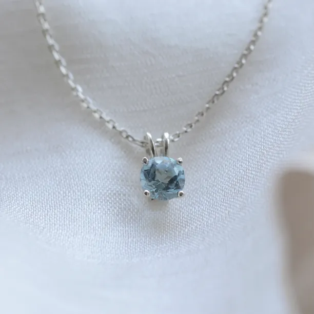 Minimalist gold necklace with aquamarine SINEAD Image