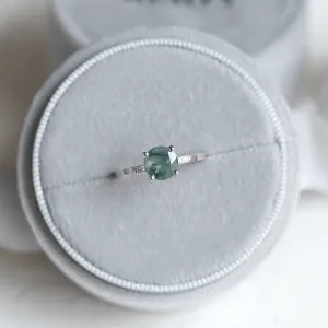 Engagement ring with moss agate and diamonds FIADH Thumbnail
