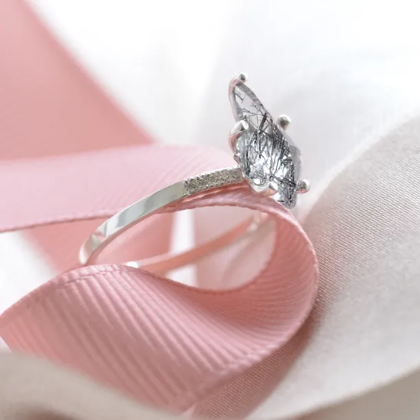 Rutilated quartz ring with diamonds EABHA Image