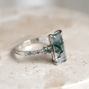 Elegant ring with moss agate and diamonds CARA Thumbnail