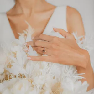 Vintage gold ring with marquise salt and pepper diamonds ROISIN Thumbnail