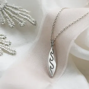 Silver pendant with engraving of waves  ALOHA Thumbnail