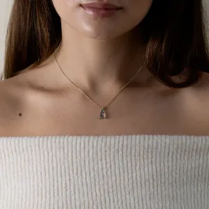 Gold pendant with triangle moss agate ZUZY