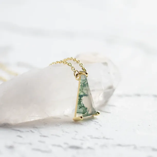 Gold pendant with triangle moss agate ZUZY Image