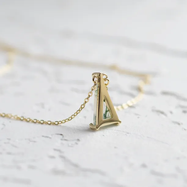 Gold pendant with triangle moss agate ZUZY Image