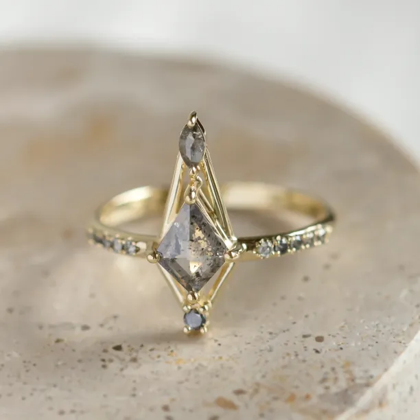 Extravagant ring with salt and pepper diamonds SANIA Image