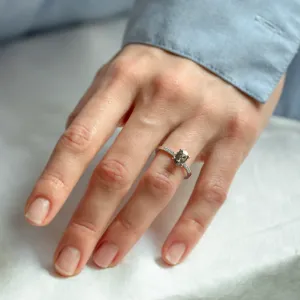 Gold ring with oval salt and pepper diamond ROXANE Thumbnail