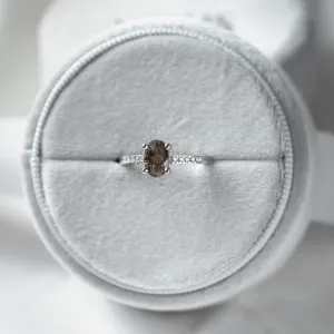 Gold ring with oval salt and pepper diamond ROXANE Thumbnail