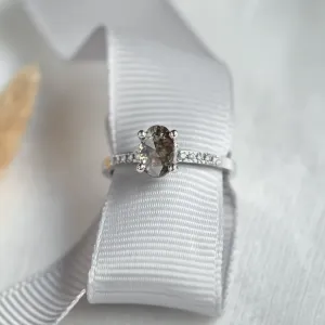 Gold ring with oval salt and pepper diamond ROXANE Thumbnail