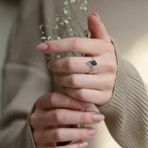 Gold ring with moss agate and diamonds KIRA Thumbnail