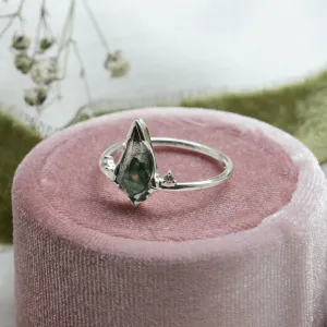 Gold ring with moss agate and diamonds KIRA Thumbnail