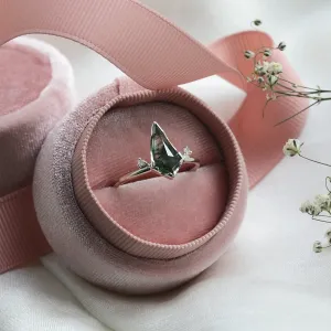 Gold ring with moss agate and diamonds KIRA Thumbnail