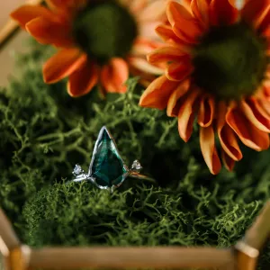 Gold ring with moss agate and diamonds KIRA Thumbnail
