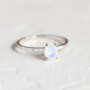 Gold ring with moonstone and diamonds ROXANE Thumbnail