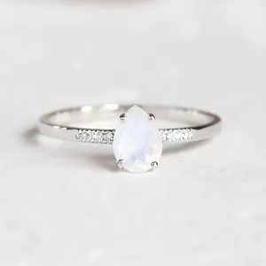 Gold ring with moonstone and diamonds ROXANE Thumbnail