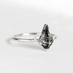 Minimalist ring with rutil quartz and diamonds KIRA Thumbnail