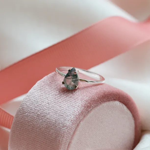 Gold ring with moss agate BERTA Image