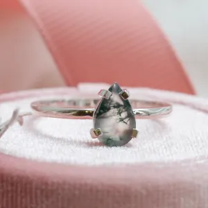 Gold ring with moss agate BERTA Thumbnail