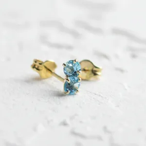 Gold earrings with blue topazes FELI Thumbnail
