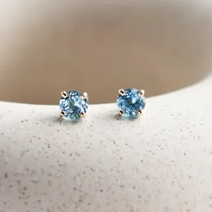Gold earrings with blue topazes FELI Thumbnail