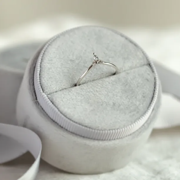 Minimalist gold ring with diamonds JANIS Image