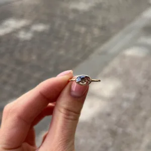 Gold ring with oval salt and pepper diamond KARLIN Thumbnail